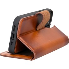 Apple iPhone 13 Mini Uyumlu Deri Cüzdanlı Kılıf RST2EF Taba