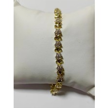 Bontexs Vip 18K Altın Kaplama Sıralı Yıldız Bileklik Uzatma Zinciri Ile Birlikte