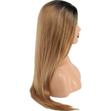 Esranın Dünyası Fiber Sentetik Düz Uzun Tül Peruk - Siyah Karamel Uzun Ombreli RSPRK34-ESRDNS