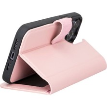Apple iPhone 13 Pro Max Uyumlu Deri Cüzdanlı Kılıf Nu2 Pembe