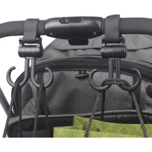 Kocadal 2li Bebek Arabasına Uyumlu Cırtlı  Eşya Taşıma Aparatı 360 Derece Dönebilen Plastik Kanca (5