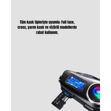 Kocadal IP65 Suya Dayanıklı Kask Bluetooth Kulaklık LCD Ekranlı