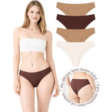 Libella İç Giyim Premium Serisi Esnek Konfor Modeli Dikişsiz Iz Yapmayan Lazer Kesim Görünmez Bikini Külot 4'lü Paket