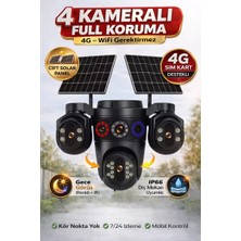 Esvision 7020 4 Kameralı 4g Çift Solar Panel 16X Zoom Dual Batarya Hieasy Aov (Sürekli Kayıt) Gece Görüş Çift Yönlü Ses  Akıllı Kamera