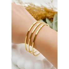 Bontexs Ajda Bilezik Gold Paslanmaz Çelik 3 Adet Kenarları Tırtıksızdır