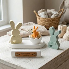 Miaju Bebek Odası Için Isme Özel Tavşan Temalı Dekoratif Set, Pastel Tonlarda Anlamlı ve Değerli Hediye