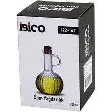 Kocadal Mini Cam Yağdanlık Çizgili Desen 300ML Ahşap Bambu Mantar Tıpa (5047)