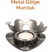 Metal Gölge Mumluk Kuş Tasarım Romantik Dekoratif Mumluk