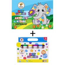 Lino Eğitici Nokta Boya (Dot Marker) 6 Renk + Hayvanlar Aktivite Kitabı Seti - Yıkanabilir, 3+ Yaş