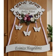 Güven Ahşap Lazer Kesim Ayetel Kürsi Yazılı Aile Isim Evimize Hoşgeldiniz Kapı Süsü