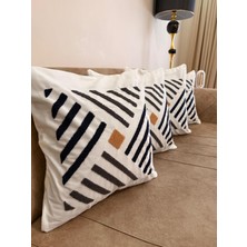 Punch Nakışlı Geometrik Desenli 4’lü Dekoratif Kırlent Kılıfı