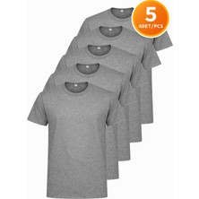 Hanclo Erkek Siyah Tişört 5’li Paket Basic Pamuk Bisiklet Yaka Kısa Kollu T-Shirt