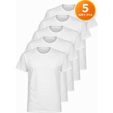 Hanclo Erkek Siyah Tişört 5’li Paket Basic Pamuk Bisiklet Yaka Kısa Kollu T-Shirt