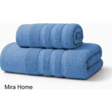 Mira Home 2 Parça Pamuklu Banyo Havlu Seti Ayla Mavi
