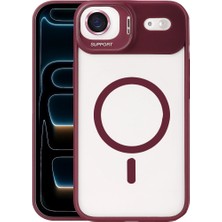 Nuveden Joko Apple Iphone 17 Air Remim Lensli Magsafe Standlı Kapak - Bordo