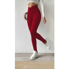 Secret Sita Kadın Yüksek Bel Önden Düğmeli Dalgıç Tayt