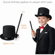 Mey İthalat Mey Ithalat® Çocuk Sihirbaz Şapkası ve Uzayan Yaylı Sihirli Sopa Seti