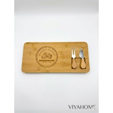Wood More Peynir Sunum Tablası ve 2 Parça Peynir Bıçağı Seti - Ahşap Bambu Peynir Tahtası ve Sunum Seti