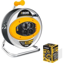 Belle Fusion Mey Ithalat® Sgs 2110 20 Metre Metal Makaralı Uzatma Kablosu 3x2,5 Kablo