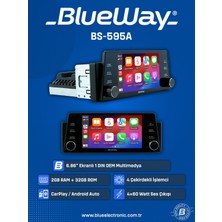 Blueway BW-595A-6.86'' Android 2/32GB-4ÇEKİRDEK-WİFİ-USB-BT-KABLOSUZ Carplay-Hd Kamera Hediye