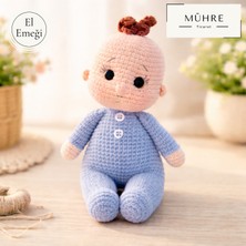 Mühre El Emeği Mavi Erkek Bebek Hediyelik %100 Pamuklu Organik Amigurumi Örgü Doğumgünü Hediye