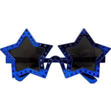 Ulugo Mavi Renk Yıldız Şekil Parti Gözlüğü Retro 16X7 cm (5224)