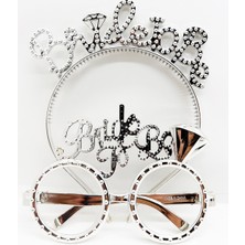 Ulugo Bride To Be Yazılı Taç ve Bride To Be Yazılı Gözlük Seti Gümüş Renk (5224)