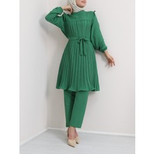 Modamorfo Robadan Pileli Belden Bağlamalı Ikili Takım -Yeşil