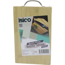 Ulugo 18X28 x 1.7cm Lux Ahşap Bambu Kesim Panosu - Kesme Tahtası Metal Kulplu (5224)