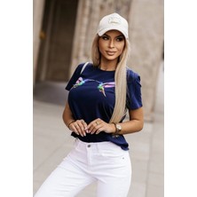 Deridün Yıldız Shoes Kadın Kuş Desenli Süprem T-Shirt