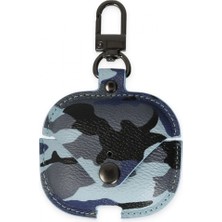 Pileli Store Pilelistore   Airpods Pro 2 (2.nesil) Çanta Kamuflaj Deri Kılıf - Mavi