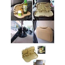 Ulugo Araç Içi Koltuk Arkası Katlanabilir Bardak Tutuculu Bej Tepsi ( Lisinya )