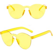 Ulugo Sert Mika Oval Şekilli Çerçevesiz Sarı Gözlük Retro Parti 5X14 cm (5224)