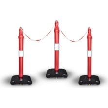 PremiumPort 3 Adet Bariyer Duba ve 4 Metre Zincir Seti, Sosyal Mesafe Güvenliği