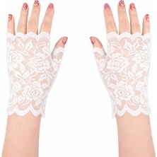 Pileli Store Pilelistore Beyaz Dantel Parmaksız Kısa Eldiven