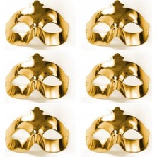 Ulugo Altın Metalize Renk Düz Balo Parti Maskesi 6 Adet (5224)