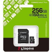 Kingston 256 GB Canvas Select Plus Micro SD Card CL10 SDCS3/256GB Yüksek Okuma Hızı