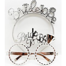 Mey İthalat Mey Ithalat® Bride To Be Yazılı Taç ve Bride To Be Yazılı Gözlük Seti Gümüş Renk