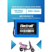 Electroll Milyon Inci 13 Batarya (Standart Kapasite) Lifepo4 60V 18AH Elektrikli Motosiklet Bataryası