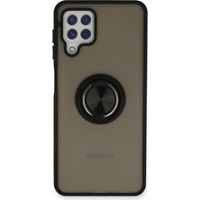 Ulugo Samsung Galaxy A22 Kılıf Montreal Yüzüklü Silikon Kapak - Siyah