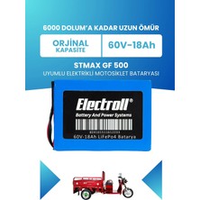 Electroll Stmax Gf 500 Batarya (Standart Kapasite) Lifepo4 60V 18AH Elektrikli Motosiklet Bataryası
