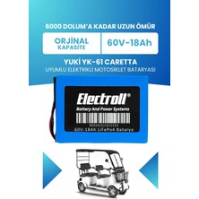Electroll Yuki Yk-61 Caretta Batarya (Standart Kapasite) Lifepo4 60V 18AH Elektrikli Motosiklet Bataryası