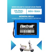 Electroll Mondial Bella Batarya (Standart Kapasite) Lifepo4 60V 18AH Elektrikli Motosiklet Bataryası