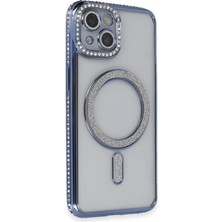 Ulugo Iphone 13 Kılıf Joke Simli Magneticsafe Kılıf - Mavi
