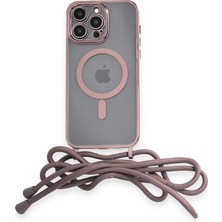 Ulugo Iphone 13 Pro Max Kılıf Divo Lazer Askılı Magsafe Kapak - Pembe