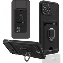 Ulugo Iphone 12 Pro Kılıf Zuma Kartvizitli Yüzüklü Silikon - Siyah