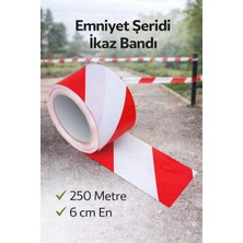 PremiumPort Kırmızı Beyaz Emniyet Şeridi 6 cm x 250 M Uyarı ve Güvenlik Bandı