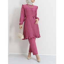 Modamorfo Robadan Pileli Belden Bağlamalı Ikili Takım -Fuşya