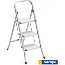 Saraylı Pratik Metal Merdiven Beyaz 3 Basamaklı