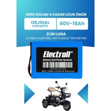 Electroll Zlin Luna Batarya (Standart Kapasite) Lifepo4 60V 18AH Elektrikli Motosiklet Bataryası